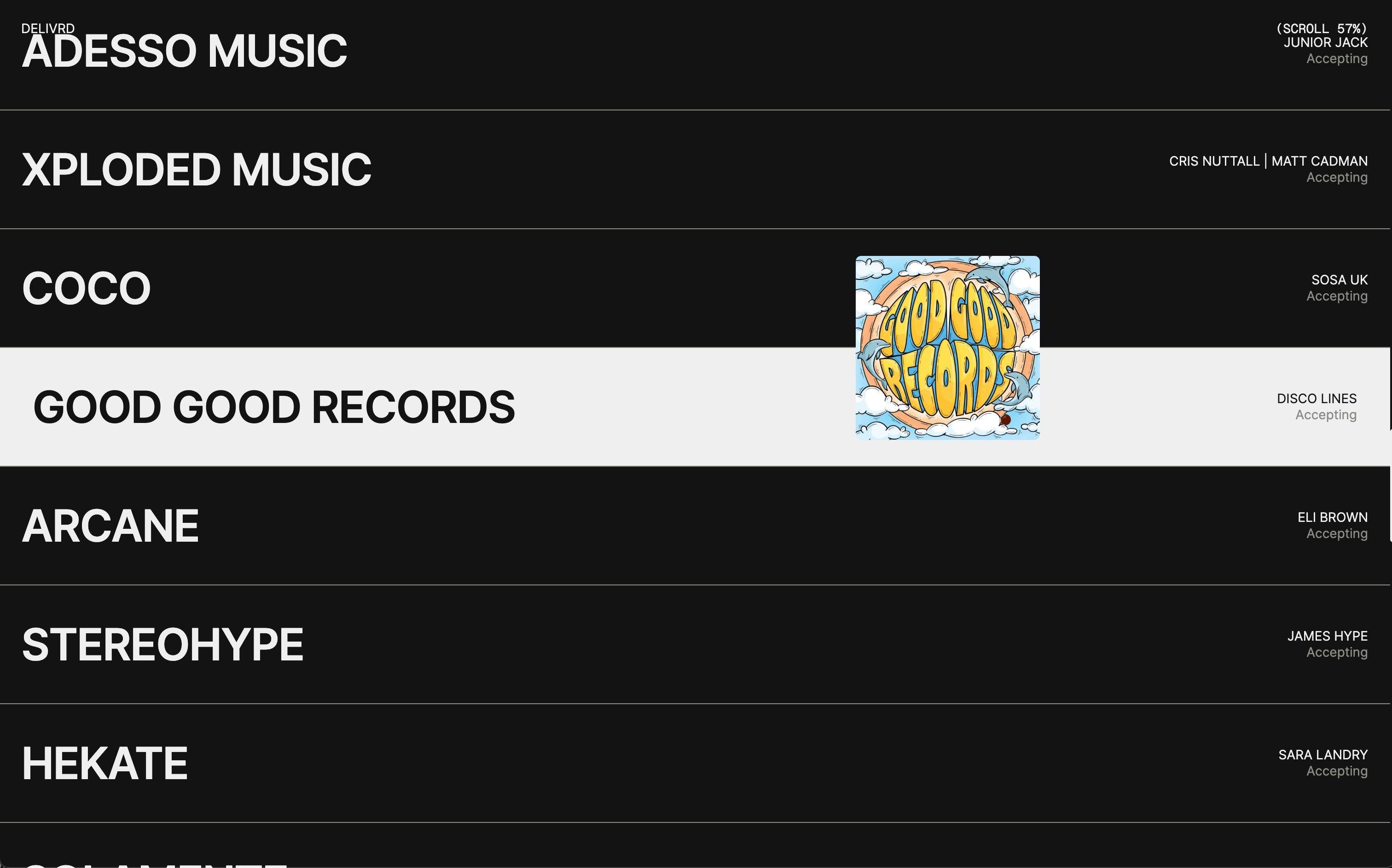 DELIVRD Label Index & Filters